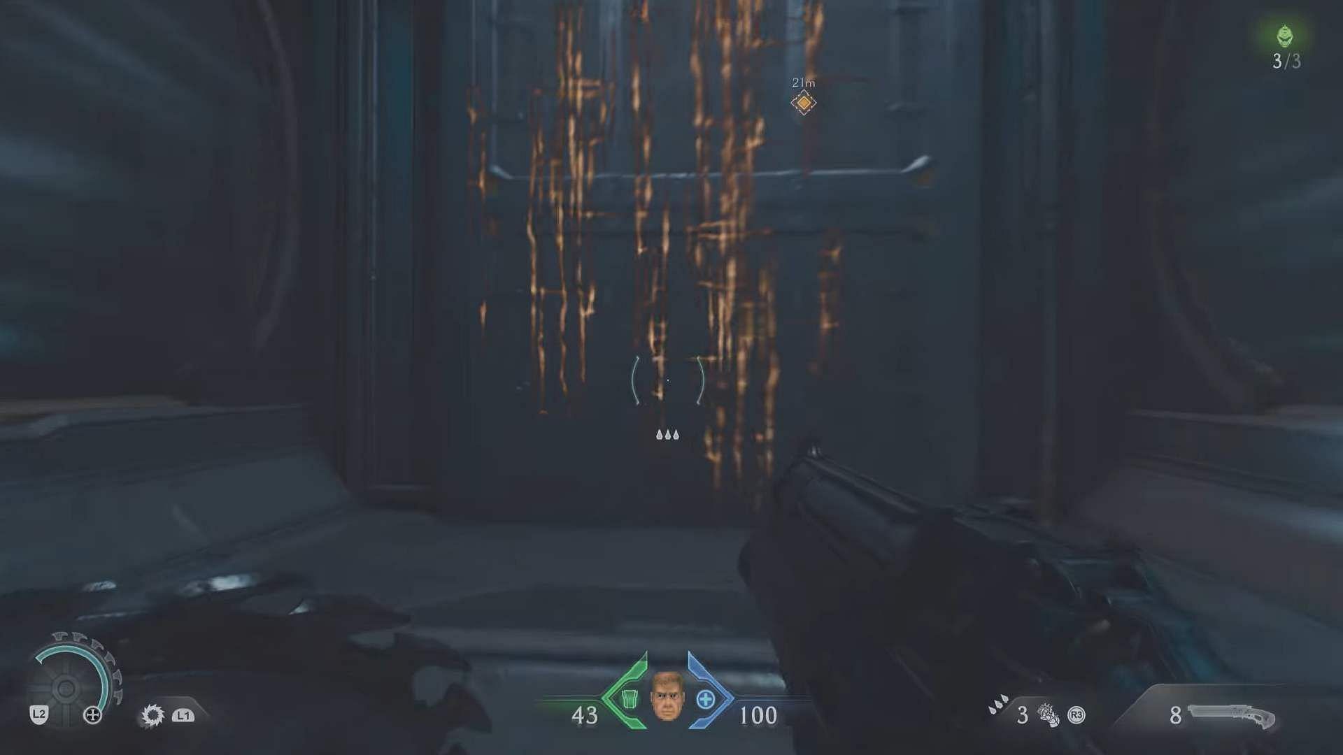 Jump on the crawl mark to climb through the wall in Doom The Dark Ages (Image via Sportskeeda Gaming/Bethesda Softworks)